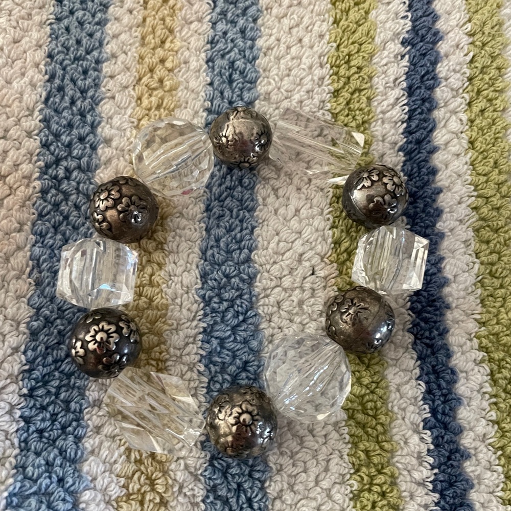 Silver and Clear Beaded Bracelet